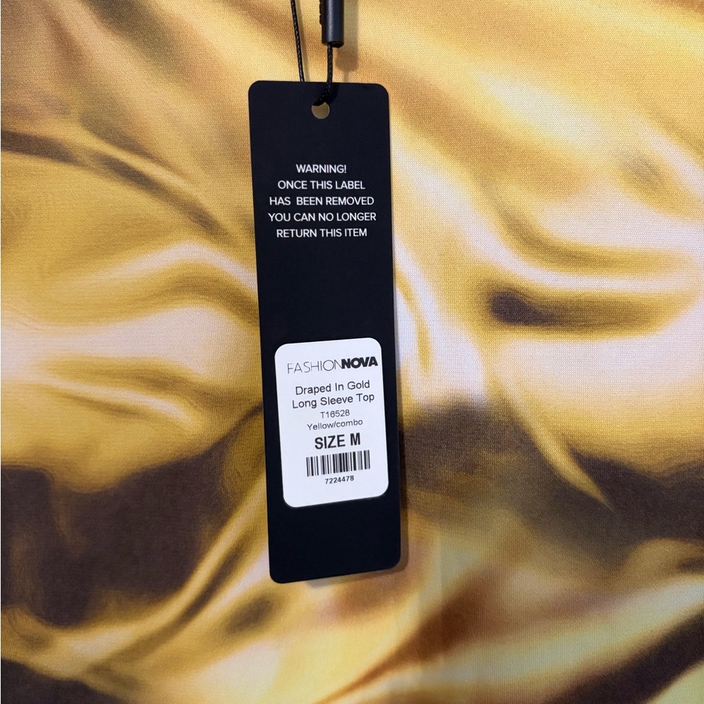 Fashion Nova Metallic Gold and Black Long Sleeve Top - Picture 5 of 5